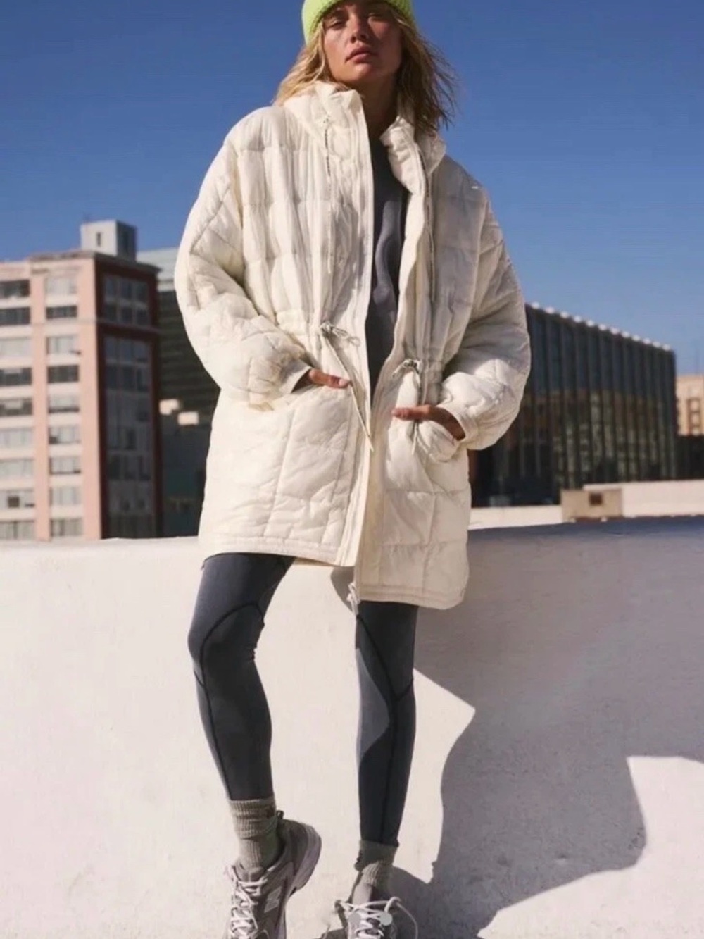 Free People Patricia Packable Poncho Puffer Parka Coat Ivory  S MSRP $248